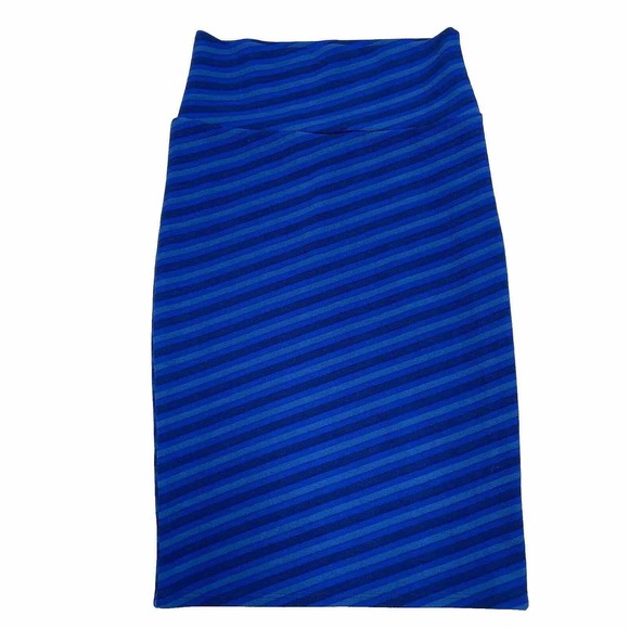 Lularoe Skirt Womens Extra Small Blue Stripes Pencil Skirt Fitted Tapered Ladies - Picture 4 of 8